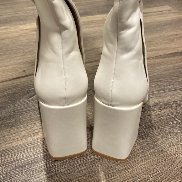 Magnolia White Square Toe Knee-High Boots - Picture 4 of 5